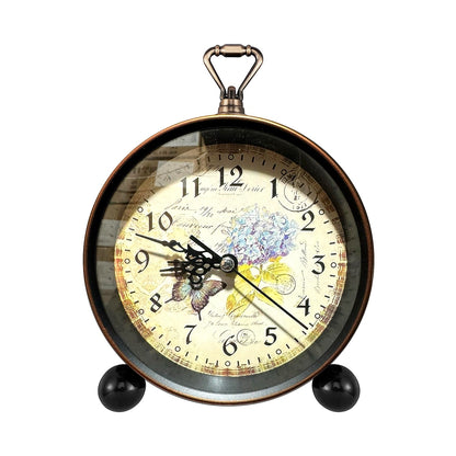 Vintage Alarm Clock – Non-Ticking, 18 cm, Floral, Butterfly or Eiffel Tower - Butterfly Dial
