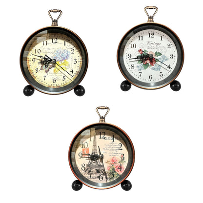 Vintage Alarm Clock – Non-Ticking, 18 cm, Floral, Butterfly or Eiffel Tower