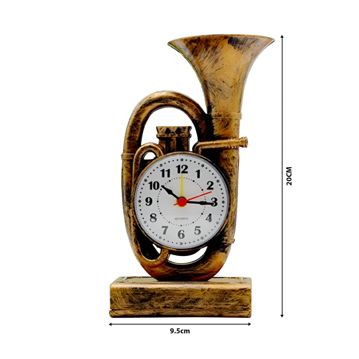 Trumpet Alarm Clock – Retro Instrument Design, Brushed Brass or Chrome - photo 2