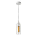 Clear Glass Tube Pendant Light – White Twisted Cable, E14 LED