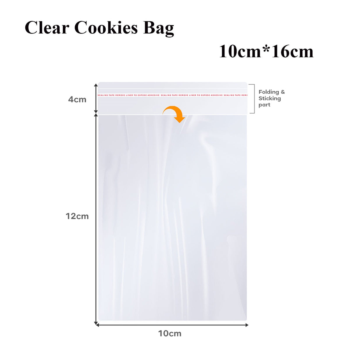Clear Self-Seal Cellophane Bags – 6 Sizes, Packs of 10, 500 or 1000 - 10 x 16 cm, Pack of 10
