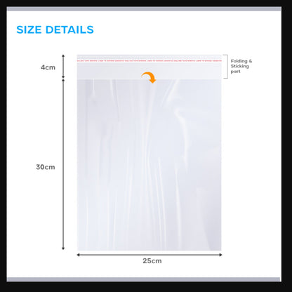 Clear Self-Seal Cellophane Bags – 6 Sizes, Packs of 10, 500 or 1000 - 25 x 38 cm, Pack of 500