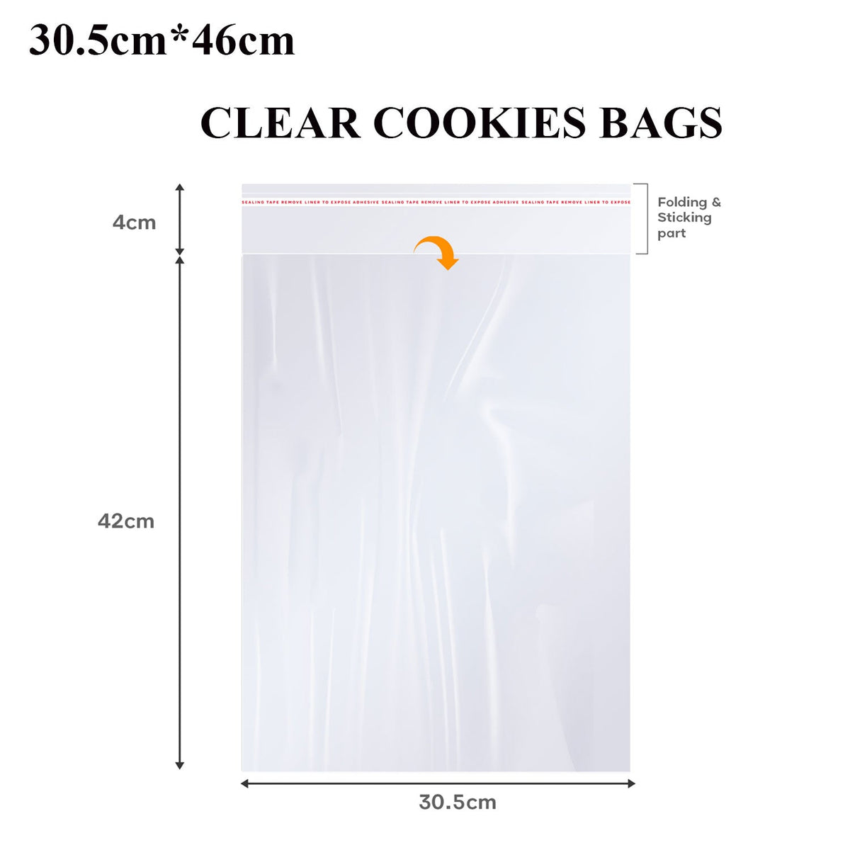 Clear Self-Seal Cellophane Bags – 6 Sizes, Packs of 10, 500 or 1000 - 30 x 46 cm, Pack of 500