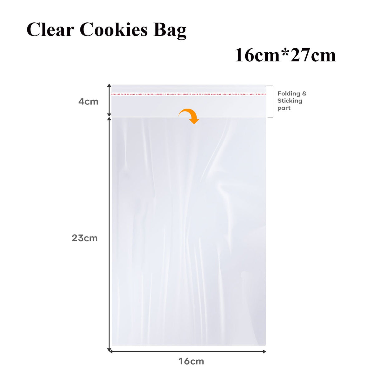 Clear Self-Seal Cellophane Bags – 6 Sizes, Packs of 10, 500 or 1000 - 16 x 27 cm, Pack of 500