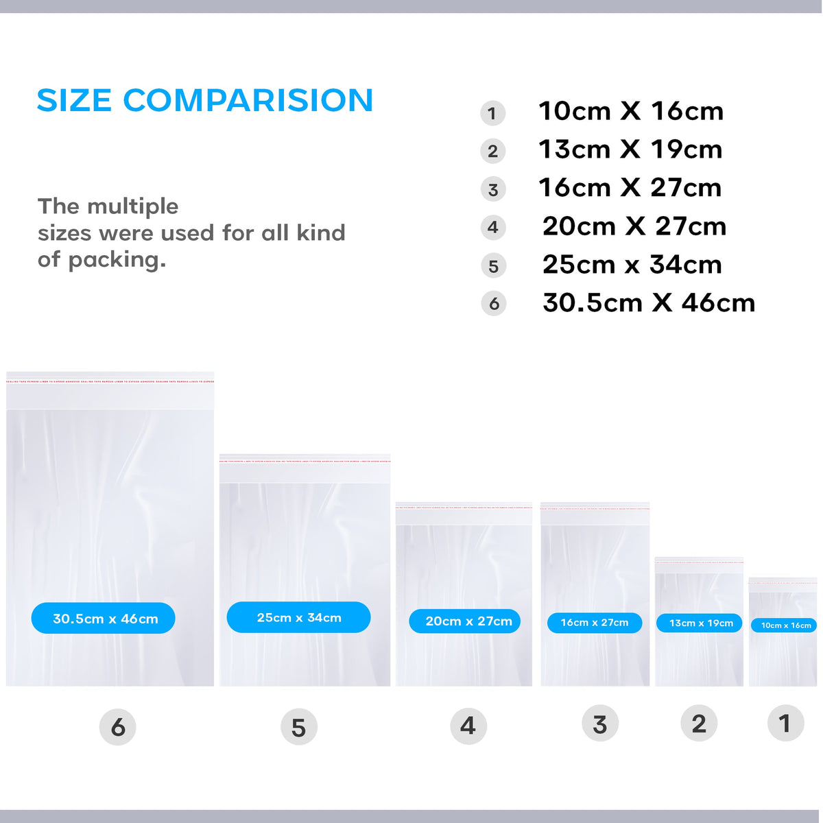 Clear Self-Seal Cellophane Bags – 6 Sizes, Packs of 200 or 300 - photo 8
