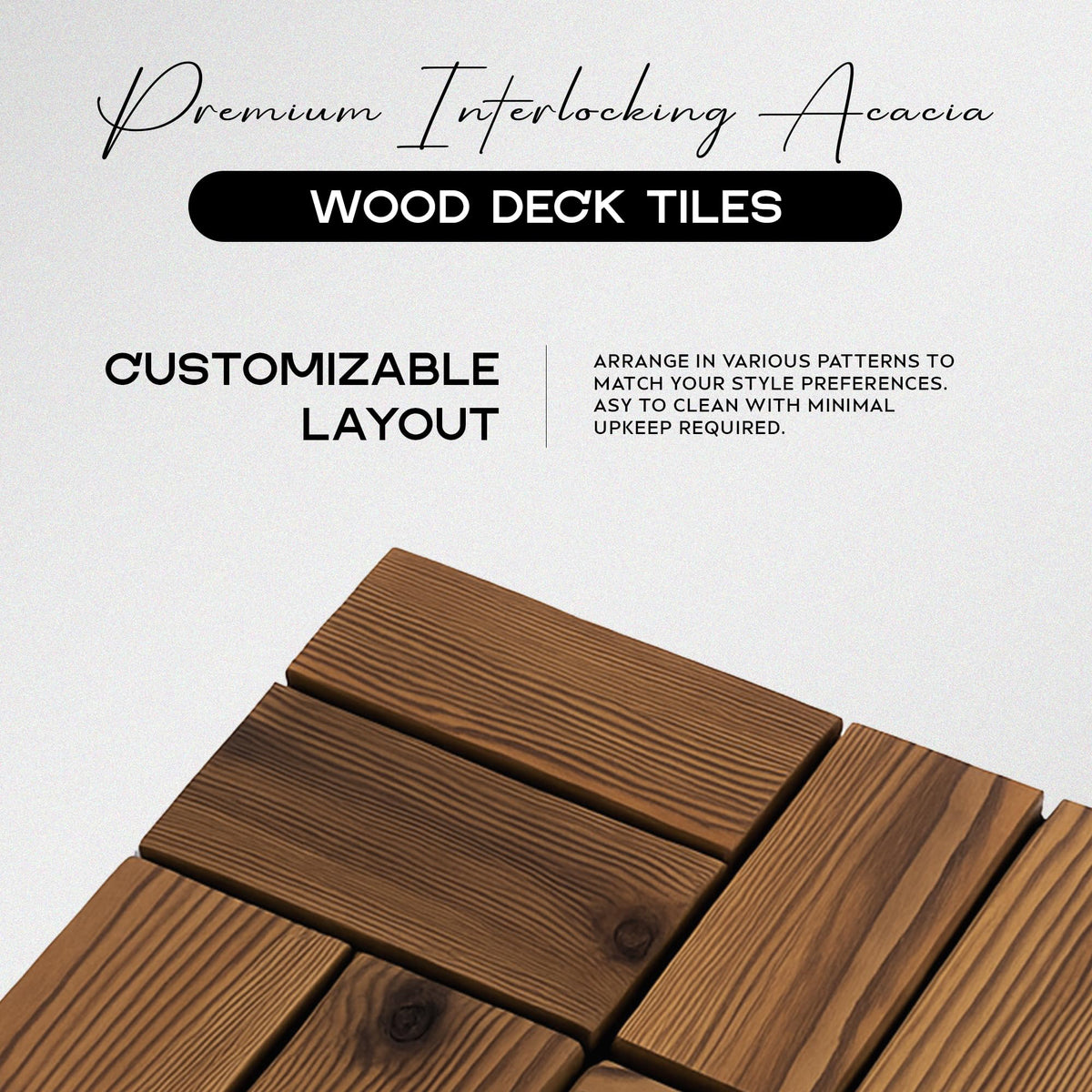 Acacia Wood Interlocking Deck Tiles – 30 x 30 cm, Packs of 9 or 16 - photo 8