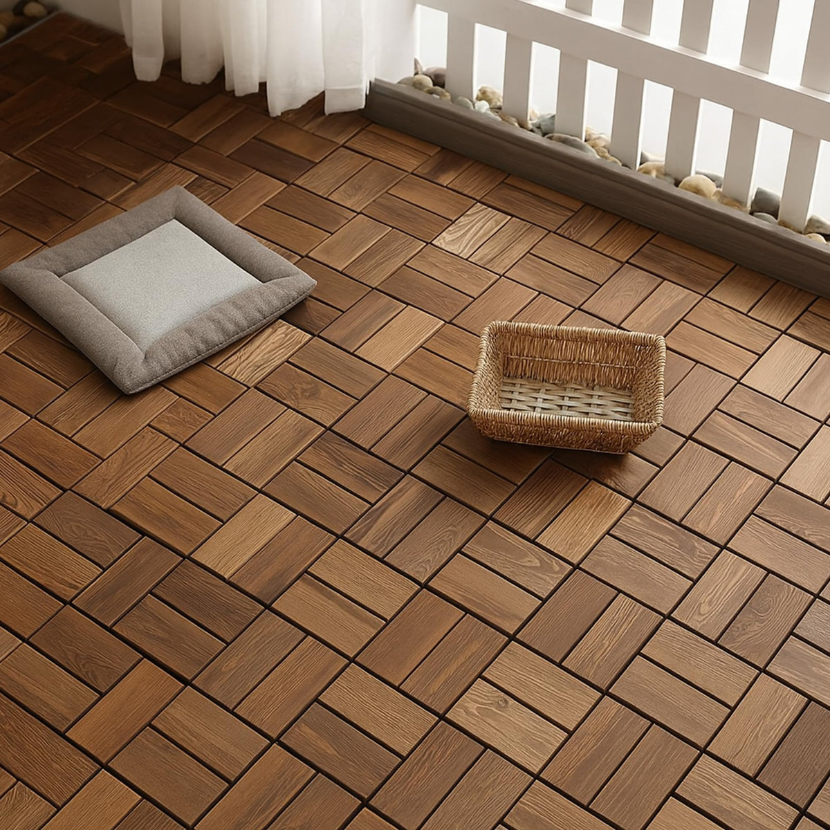 Acacia Wood Interlocking Deck Tiles – 30 x 30 cm, Packs of 9 or 16 - photo 9