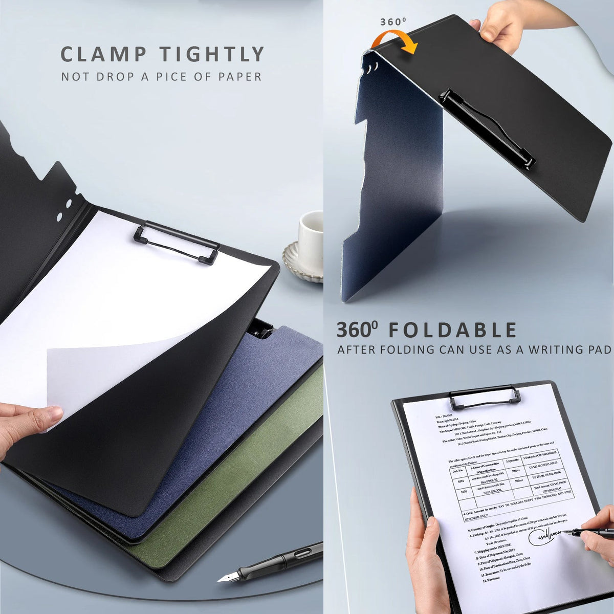 A4 Foldable Clipboard Folders – Pack of 3, Assorted Colours - photo 5
