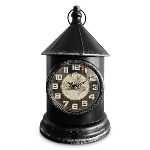 Vintage Table Clock – Telephone, Typewriter, Train, Lantern or Gas Bottle - Black Lantern