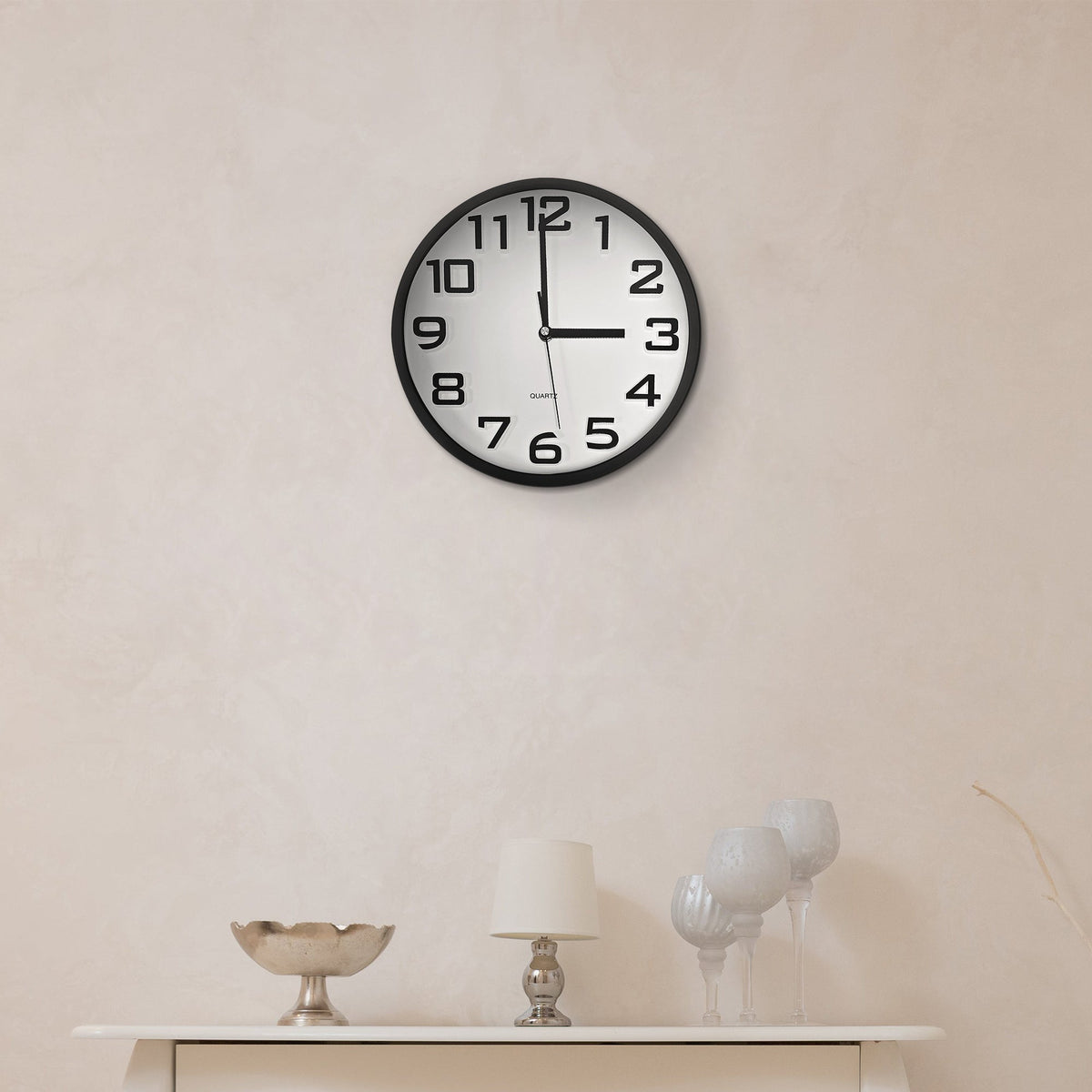 Round Kitchen Wall Clock – Large Easy-Read Numbers, Black or White - photo 2