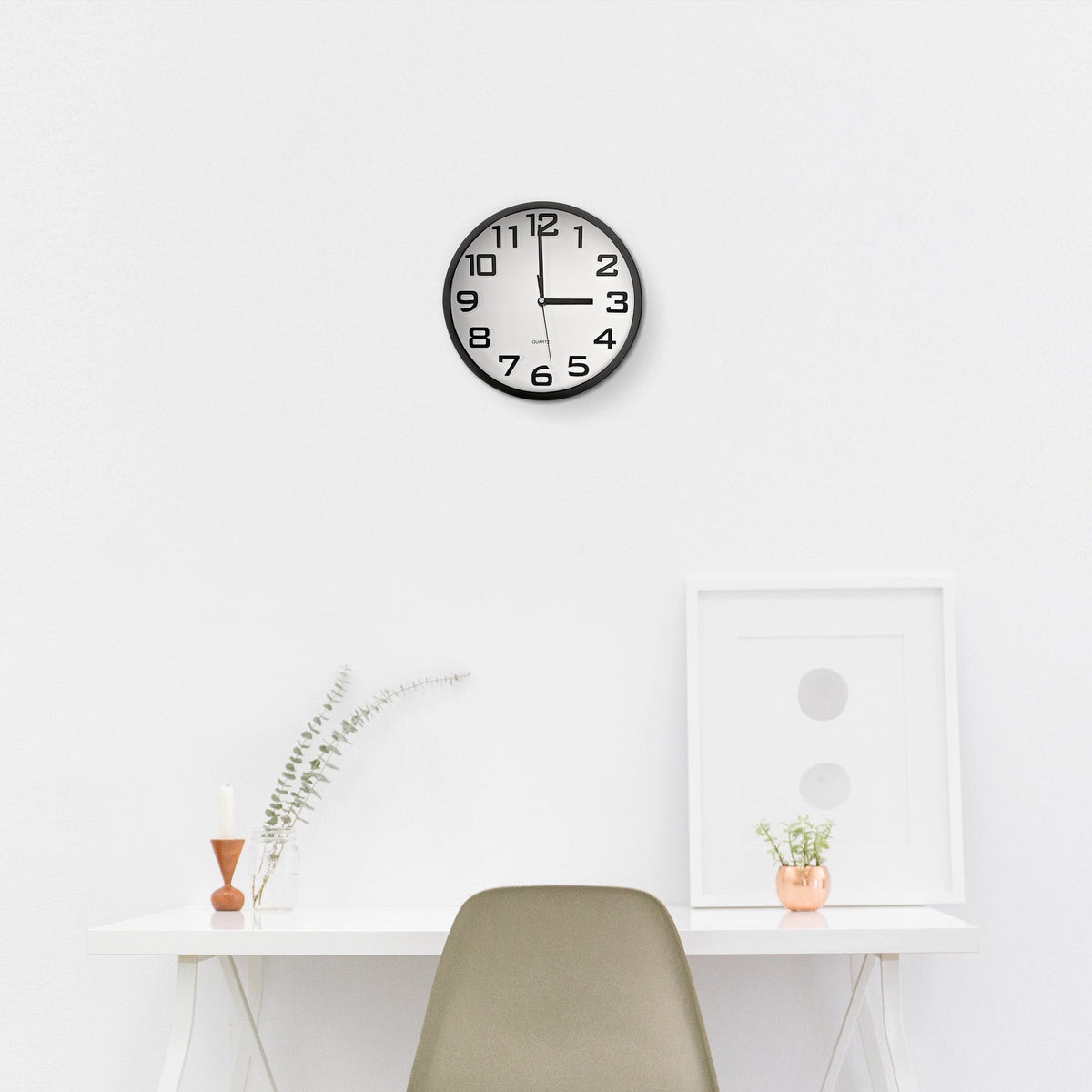 Round Kitchen Wall Clock – Large Easy-Read Numbers, Black or White - photo 4