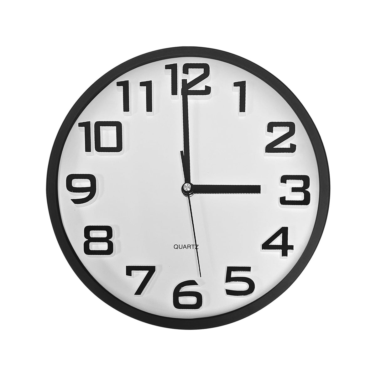 Round Kitchen Wall Clock – Large Easy-Read Numbers, Black or White - Black, Single