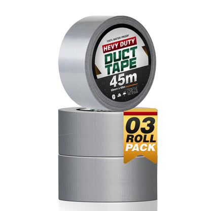 Cloth Duct Tape 48 mm x 45 m, Silver – 2, 3, 4, 5 or 10 Rolls - 3 Rolls, 135 m