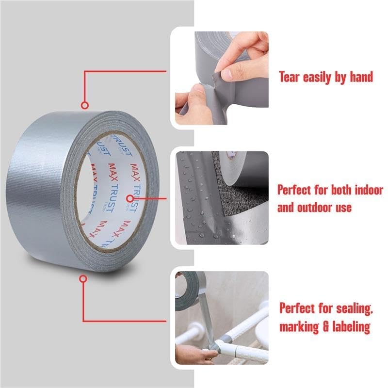 Cloth Duct Tape 48 mm x 45 m, Silver – 2, 3, 4, 5 or 10 Rolls - photo 4