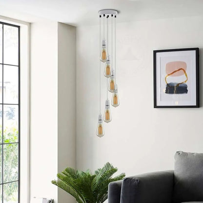 6 Light Cluster Pendant – White, 12 cm Rose, E27, Staggered - photo 3