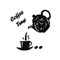 Coffee Time Teapot Wall Clock Sticker – 3D Black Acrylic, DIY