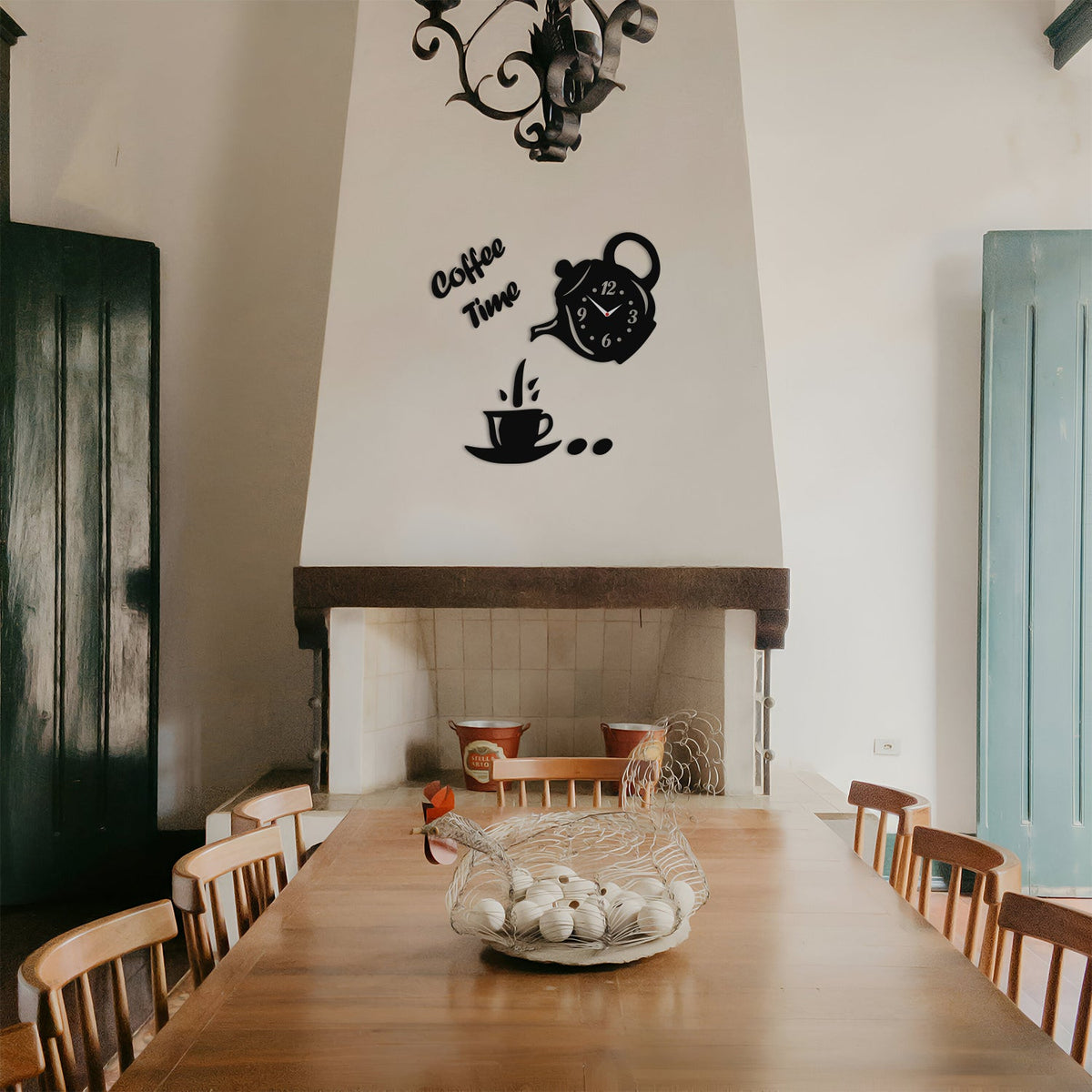 Coffee Time Teapot Wall Clock Sticker – 3D Black Acrylic, DIY - photo 5