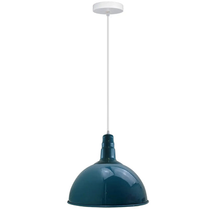 Pendant Light – Cyan Blue or White Metal Shade, 30-40 cm, E27 - Standard, Dome 30 cm Cyan Blue, Without Bulb