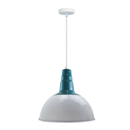 Pendant Light – Cyan Blue or White Metal Shade, 30-40 cm, E27 - Standard, Dome 30 cm White, Without Bulb