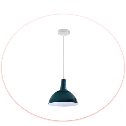Pendant Light – Cyan Blue or White Metal Shade, 30-40 cm, E27 - Standard, Dome 40 cm Cyan Blue, Without Bulb