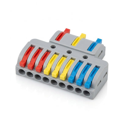 Reusable Lever Wire Connectors – Inline & Splitter, 32A - 3 in / 9 out, Single