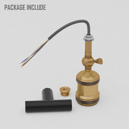 Conduit Elbow Light Fitting – Brass E27 Holder, With or Without Cone Shade - photo 5