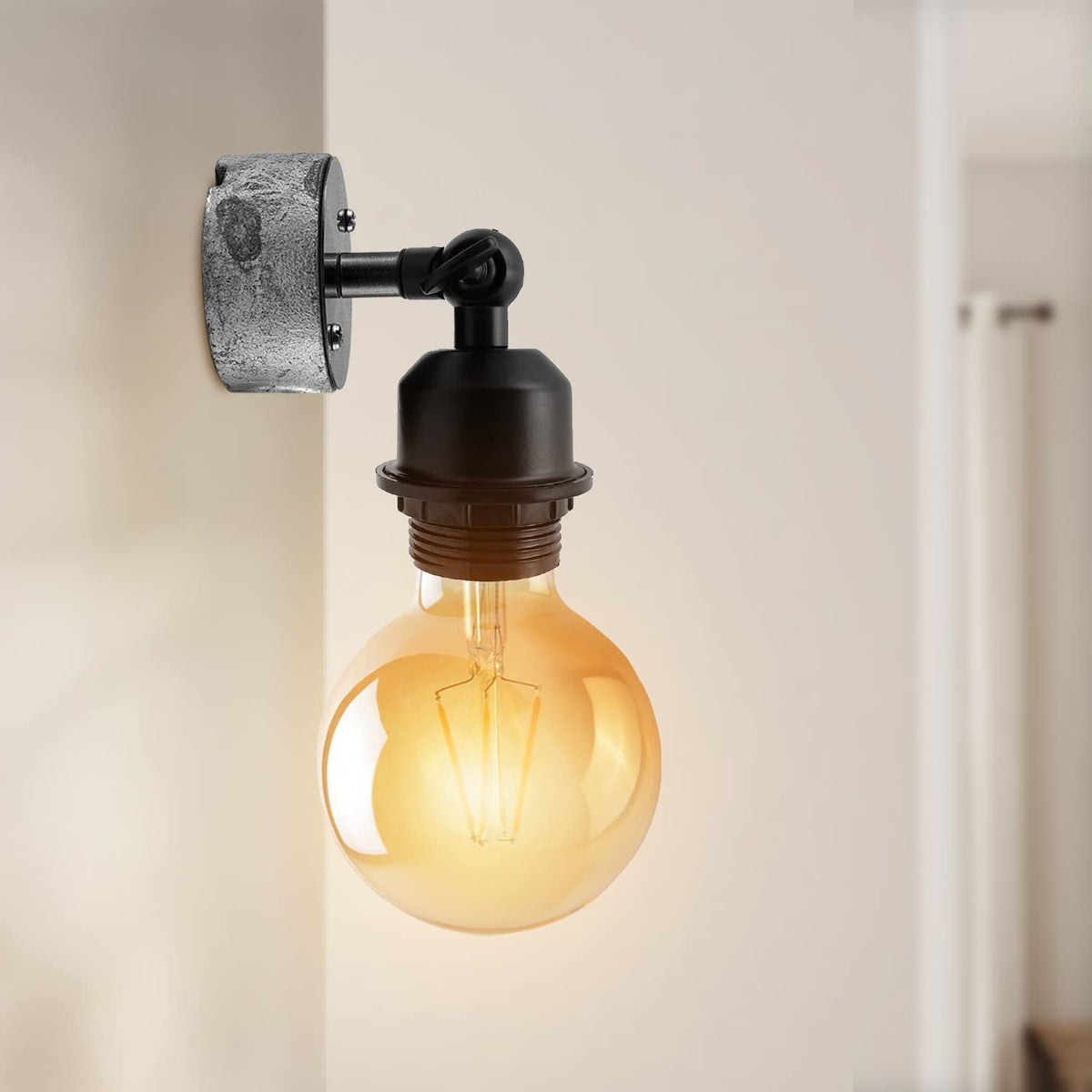 Conduit Box Wall Light – Galvanised, E27, Short Arm Holder - photo 2