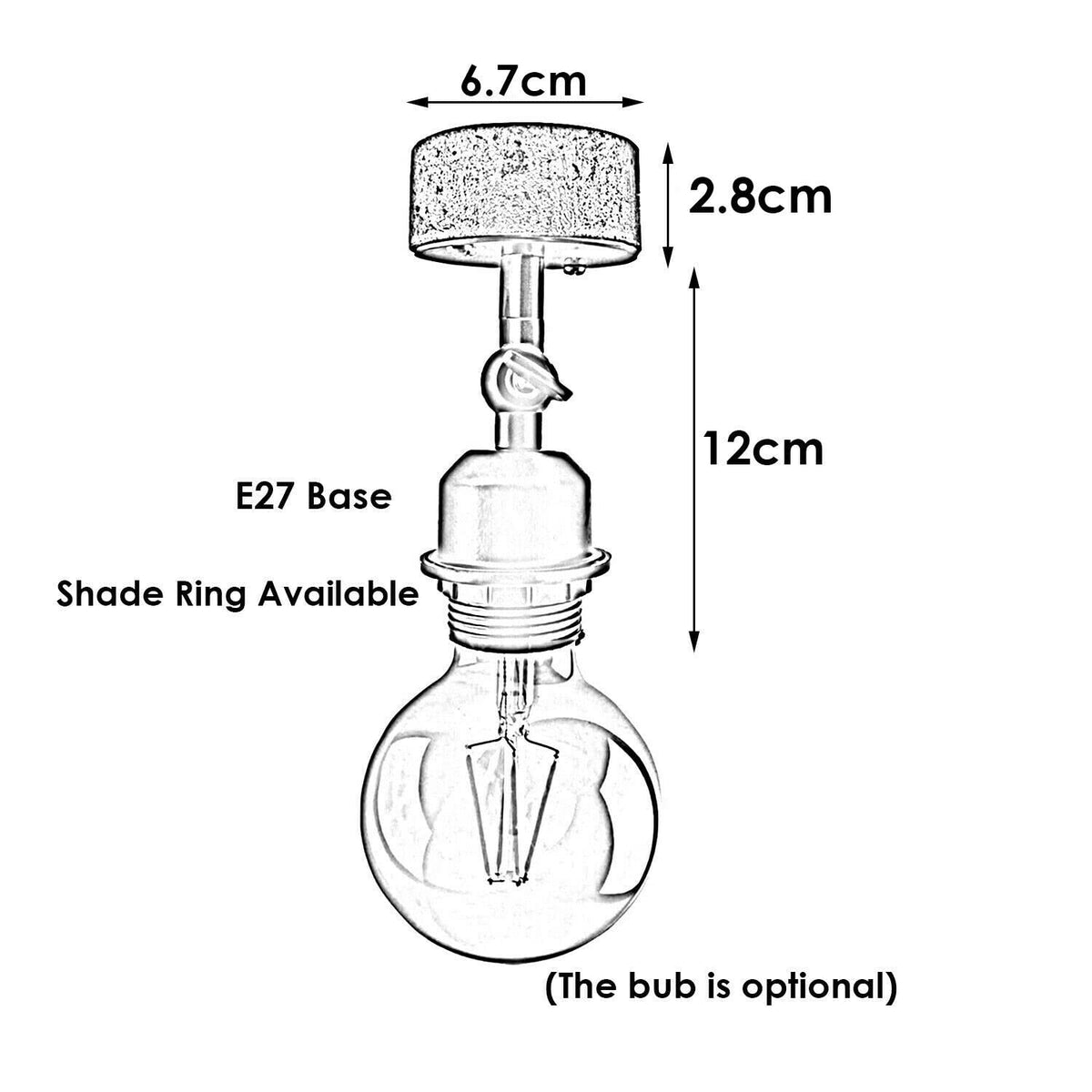 Conduit Box Wall Light – Galvanised, E27, Short Arm Holder - photo 6