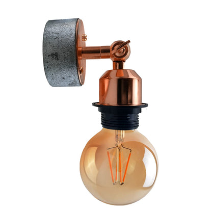 Conduit Box Wall Light – Galvanised, E27, Short Arm Holder - Standard, No Shade Fittings, Rose Gold Short Arm, G80 LED Bulb 4W