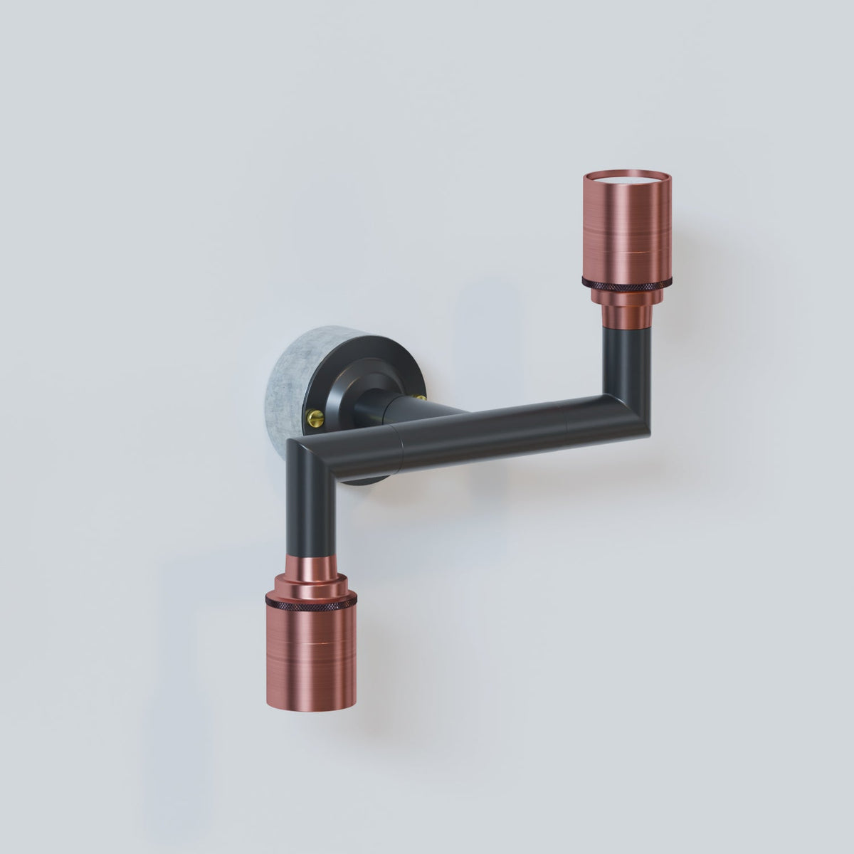 Conduit Box Wall Light – Galvanised, E27, Short Arm Holder - Standard, No Shade Fittings, Holder Only, Copper Lamp Holder, Without Bulb