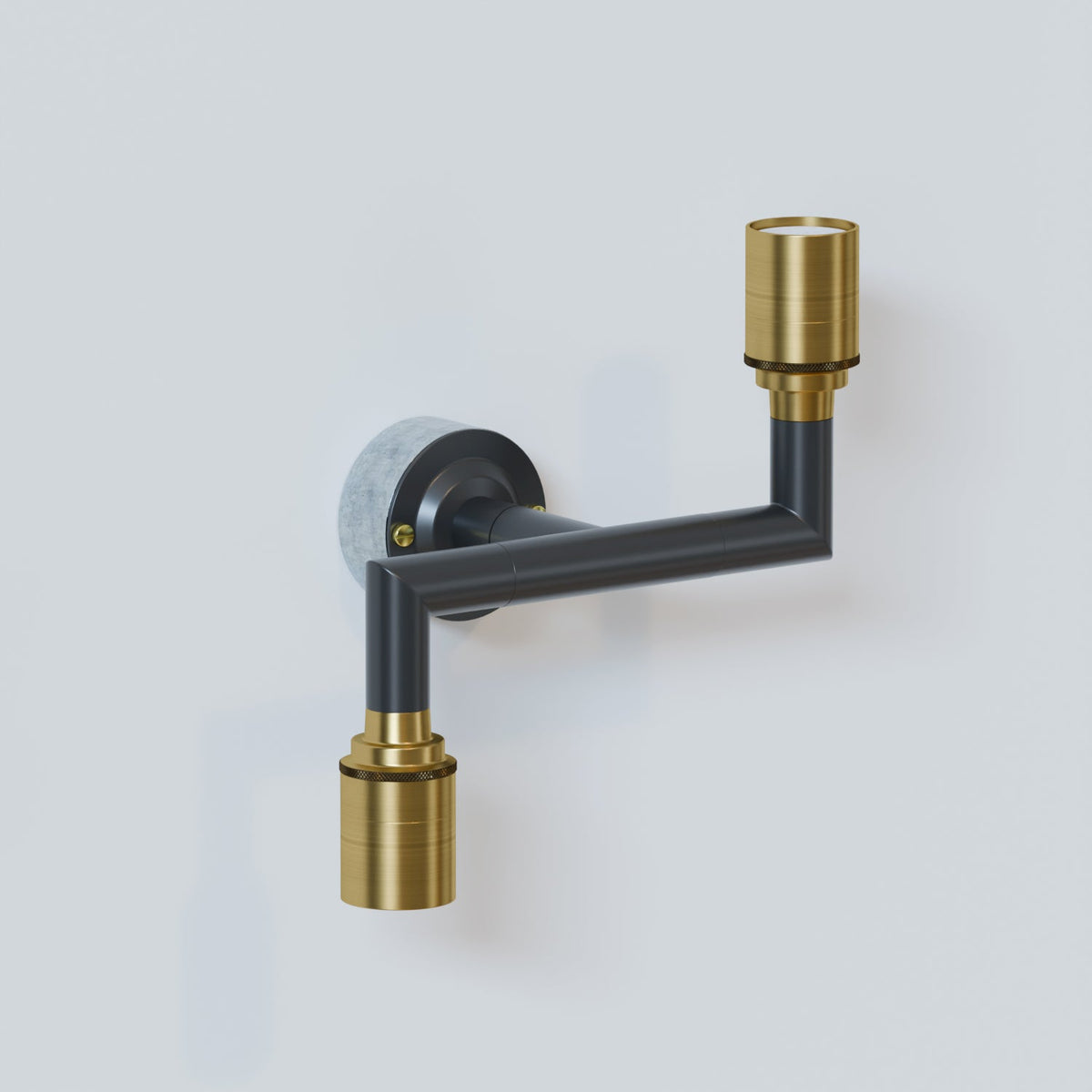 Conduit Box Wall Light – Galvanised, E27, Short Arm Holder - Standard, No Shade Fittings, Holder Only, Yellow Brass Lamp Holder, Without Bulb