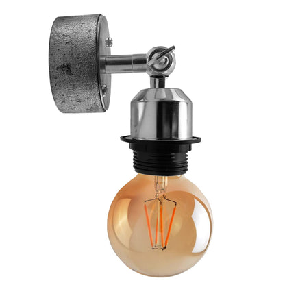 Conduit Box Wall Light – Galvanised, E27, Short Arm Holder - Standard, No Shade Fittings, Chrome Short Arm, Without Bulb