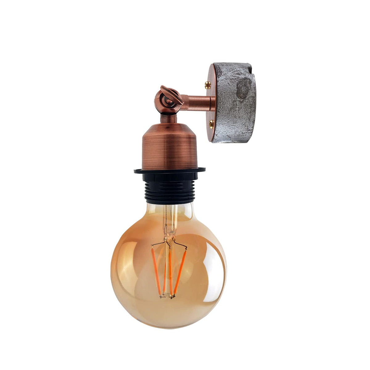 Conduit Box Wall Light – Galvanised, E27, Short Arm Holder - Standard, No Shade Fittings, Copper Short Arm, Without Bulb