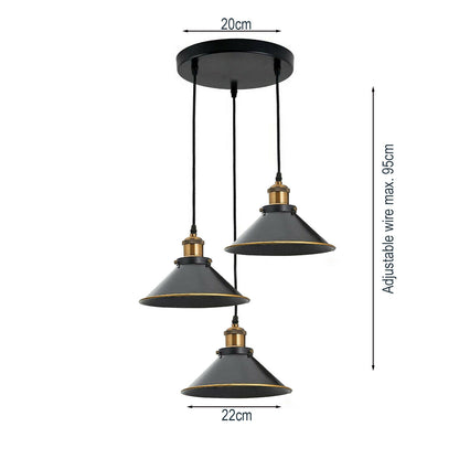 Cone Lamp Shade - Standard, Black & Gold Line, Single
