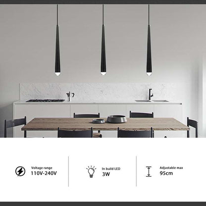 Slim Cone LED Pendant Light – Black, 3W, Glass Tip, Single or Pair - photo 10