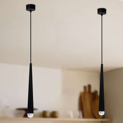 Slim Cone LED Pendant Light – Black, 3W, Glass Tip, Single or Pair - photo 5