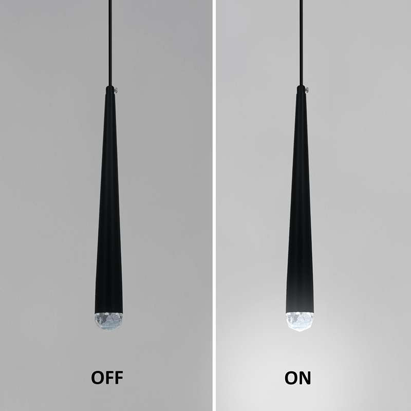 Slim Cone LED Pendant Light – Black, 3W, Glass Tip, Single or Pair - photo 9