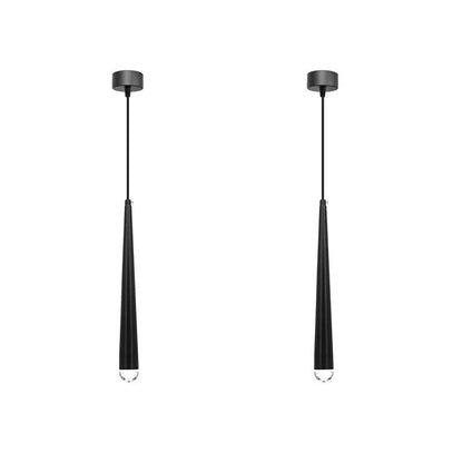 Slim Cone LED Pendant Light – Black, 3W, Glass Tip, Single or Pair - Black, Pack of 2, Without Bulb
