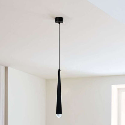 Slim Cone LED Pendant Light – Black, 3W, Glass Tip, Single or Pair