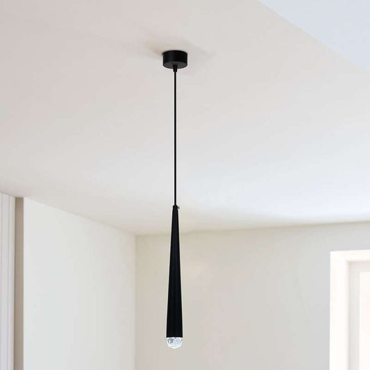 Slim Cone LED Pendant Light – Black, 3W, Glass Tip, Single or Pair