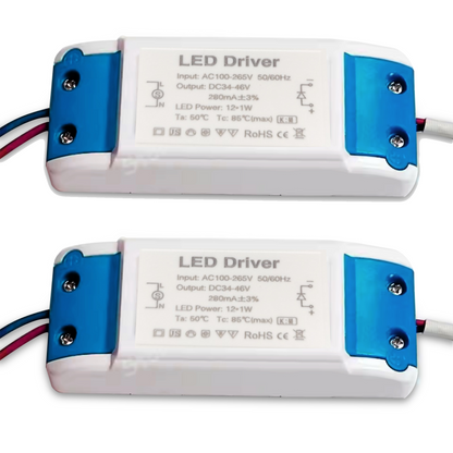 Constant Current LED Driver 280mA – 3W to 24W - 12W, Pack of 2