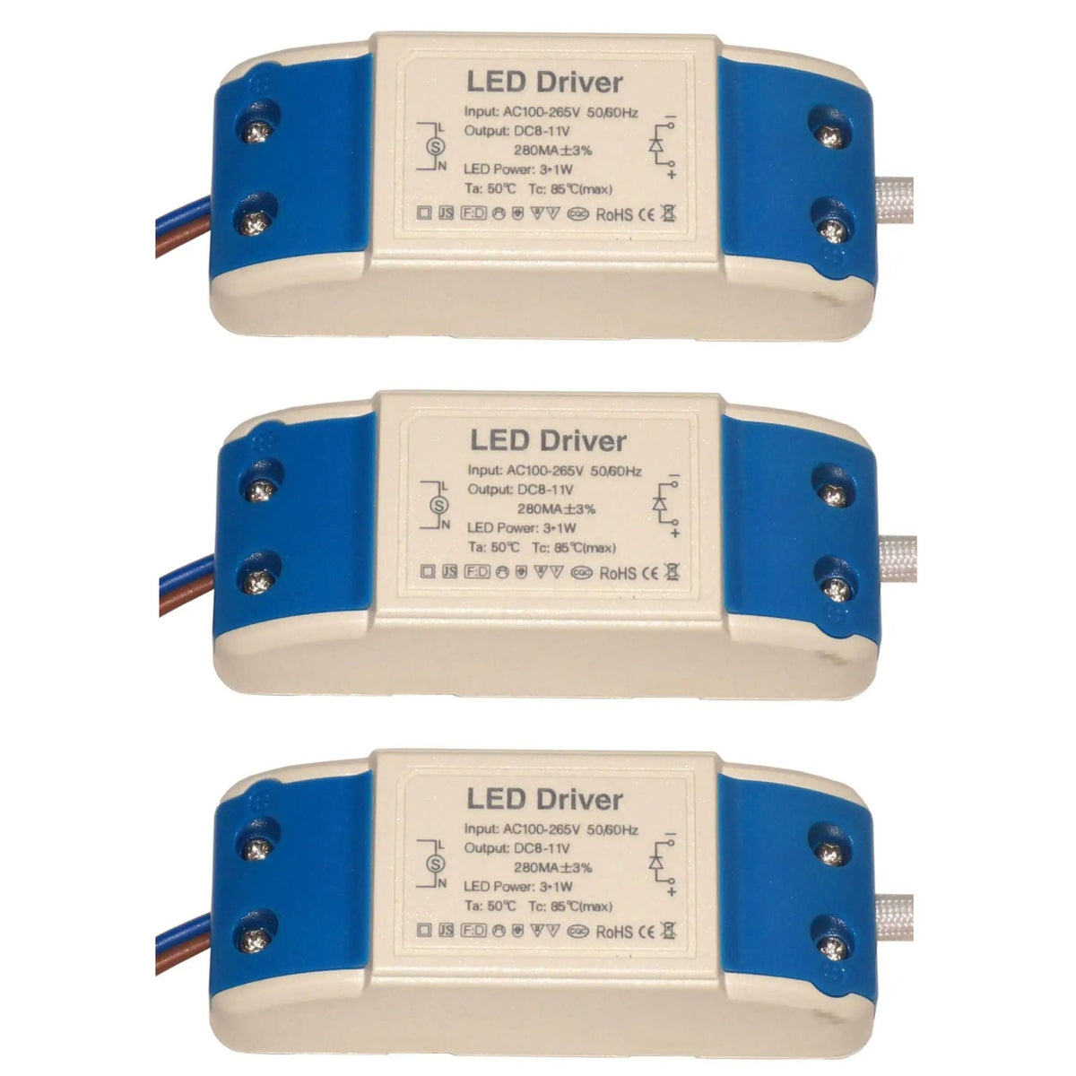 Constant Current LED Driver 280mA – 3W to 24W - 3W, Pack of 3