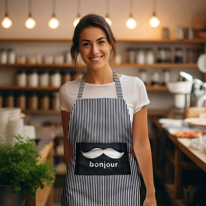 Striped Cotton Bib Aprons, Pack of 2 – London, Bonjour or Brown Pinstripe - photo 5