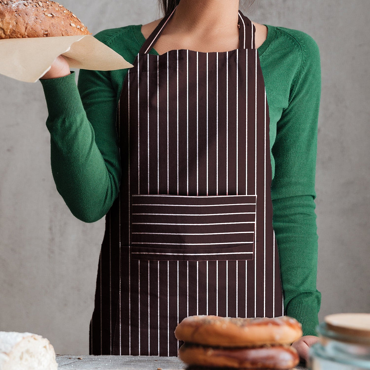 Striped Cotton Bib Aprons, Pack of 2 – London, Bonjour or Brown Pinstripe - photo 7
