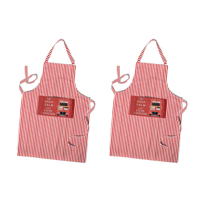 Striped Cotton Bib Aprons, Pack of 2 – London, Bonjour or Brown Pinstripe - London Red & White Stripe, Pack of 2