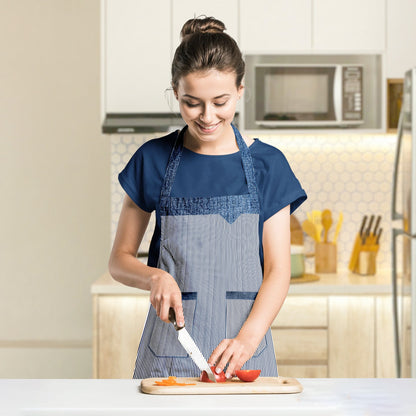 Double Pocket Cotton Aprons, Pack of 2 – Black or Red Fine Stripe - photo 4