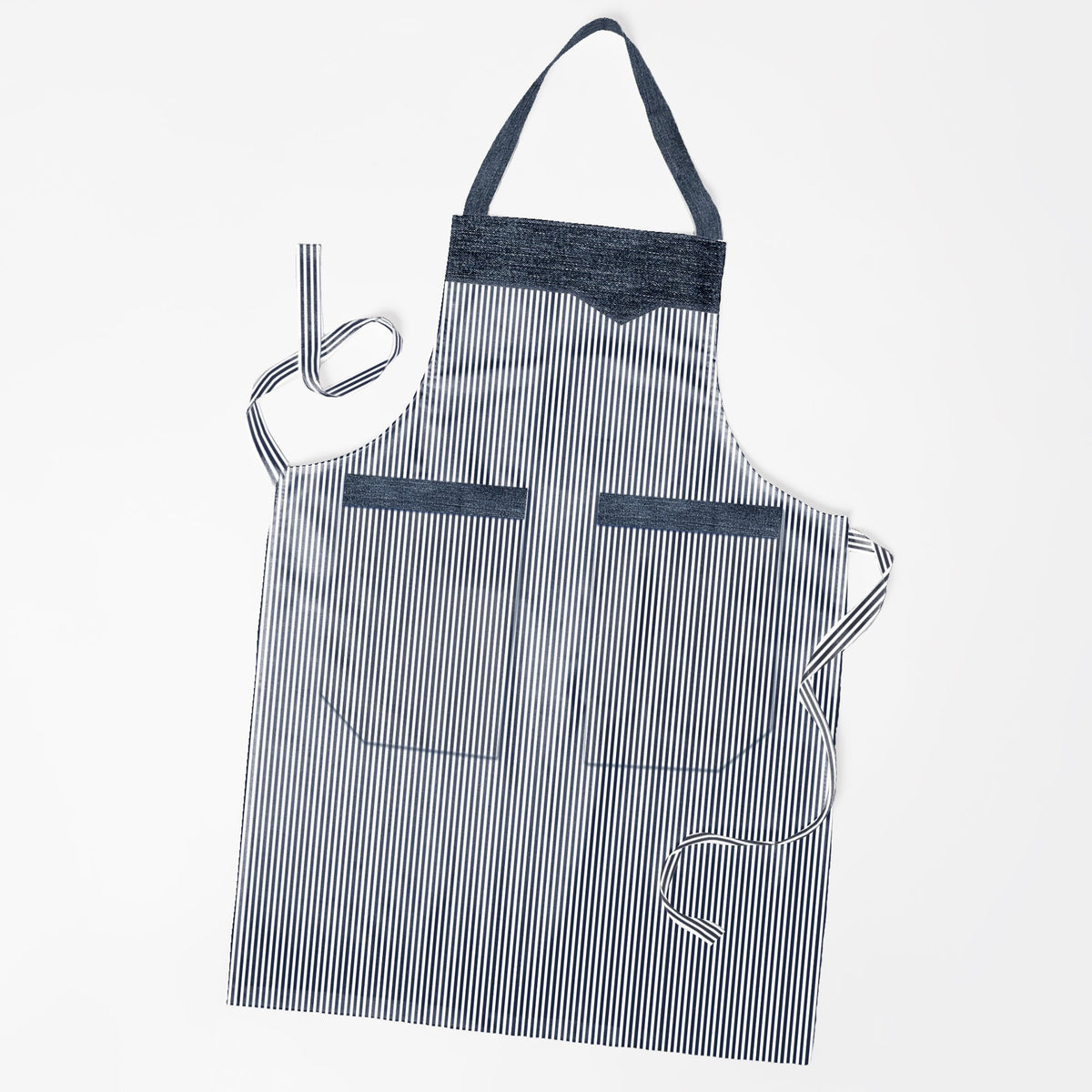 Double Pocket Cotton Aprons, Pack of 2 – Black or Red Fine Stripe - photo 5