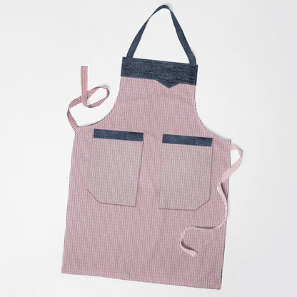 Double Pocket Cotton Aprons, Pack of 2 – Black or Red Fine Stripe - photo 6
