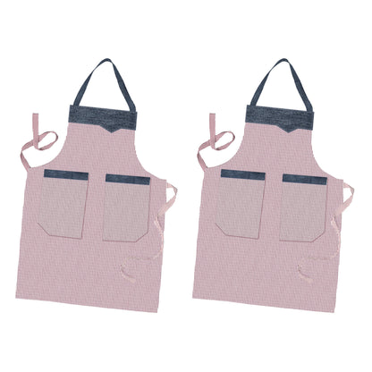 Double Pocket Cotton Aprons, Pack of 2 – Black or Red Fine Stripe - Red & White Stripe, Pack of 2