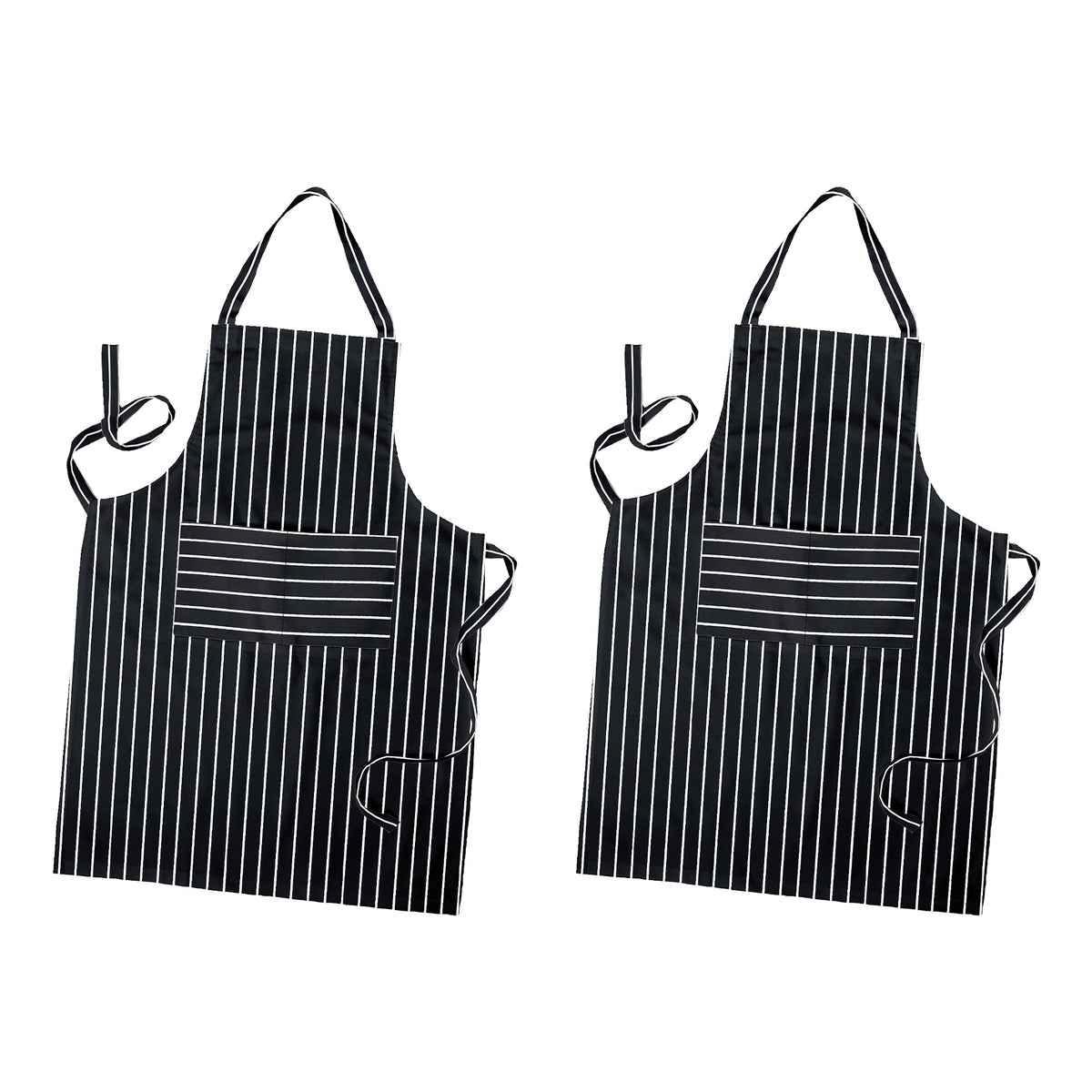 Cotton Bib Aprons – 9 Designs, Single, Pack of 2 or Pack of 3 - Navy Pinstripe, Pack of 2